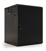 Hyperline TWB-1266-SR-RAL9004 Шкаф настенный 19-дюймовый (19), 12U, 650x600х600мм, металлическая передняя дверь с замком, две боковые панели, цвет черный (RAL 9004) (разобранный)