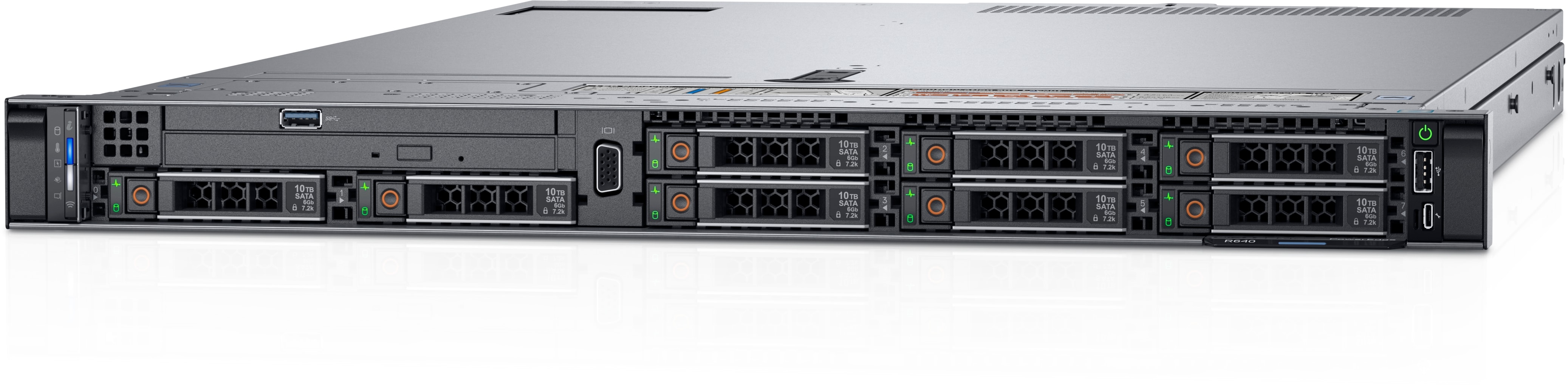 Dell PowerEdge R640 8B (up to 8x2.5", Riser Config 4, 2x16 LP) NO CPU, NO RAM, NO HDD , PERC H750 Adapter, Broadcom 5720 Quad Port 1GbE BASE-T rNDC, RPS (1+1) 750W, iDRAC9 Express