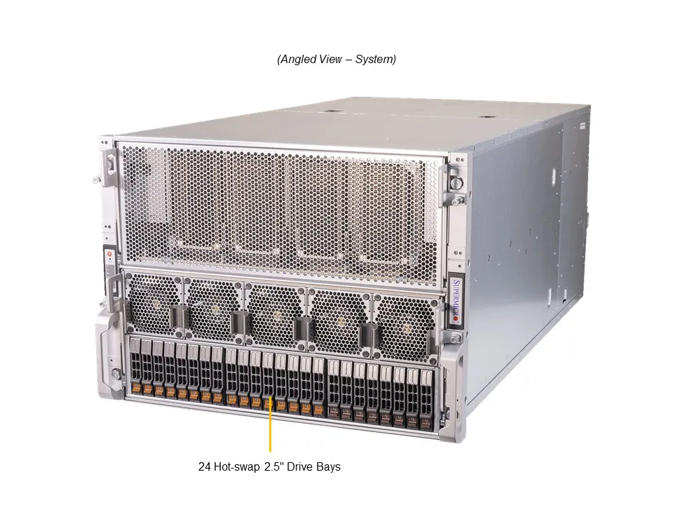 Сервер Supermicro AS-8125GS-TNHR (2× EPYC 9534 / 1.5 ТБ DDR5 / 8× H100 SXM / 15 ТБ + 1.9 ТБ NVMe / 8× 400G HDR + 2× 200G HDR)