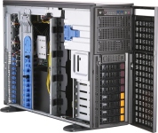 Сервер Supermicro SYS-740GP-TNRT - Tower/4U Rackmountable, Dual LGA4189, Intel® C621A, 16xDDR4, 8x3.5" Hot-swap SAS/SATA/NVMe drive bays, 10xSATA (RAID 0,1,5,10), 2x10GbE (Intel® X550), IPMI 2.0 with LAN (SFT-OOB-LIC), 6xPCI-E4.0x16 + PCI-E4.0x8 + 2xM.2PC