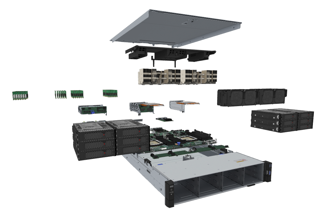 Сервер xFusion FusionServer 2258 V7 12x 3.5", 2x AMD Genoa 9554, 16x 64GB DDR5