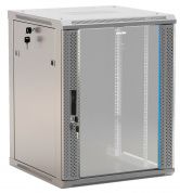 Hyperline TWB-1266-GP-RAL7035 Шкаф настенный 19-дюймовый (19), 12U, 650x600х600мм, стеклянная дверь с перфорацией по бокам, ручка с замком, цвет серый (RAL 7035) (разобранный)