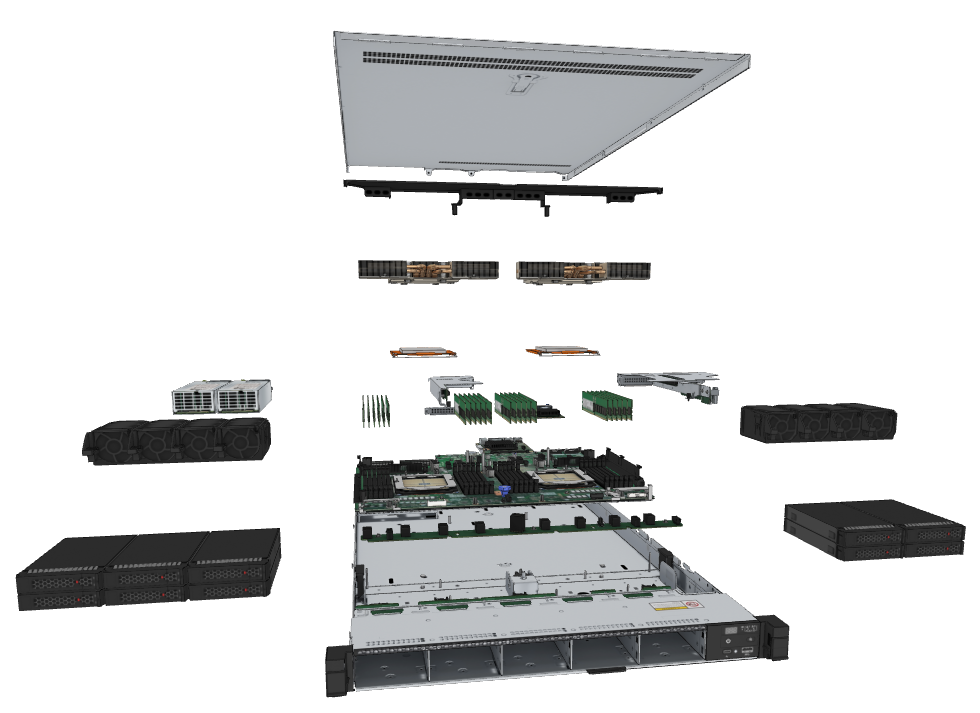 Сервер xFusion FusionServer 1158H V7 4*3.5 inch HDD, AMD Genoa 9334, 16x 64GB DDR5