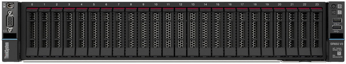 Сервер Lenovo ThinkSystem SR650 V3 / 2 х Intel Xeon Gold 6434 8C 195W 3.7GHz Processor / 8 х 32GB TruDDR5 4800MHz (2Rx8) RDIMM-A / 24 х PM1653 960GB Read Intensive SAS 24Gb HS SSD 2.5"