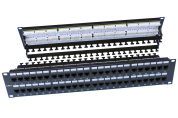Патч-панель WRline WR-PL-48-C5E-D, 19" (2U), 48 портов RJ-45, категория 5e, Dual IDC, черная