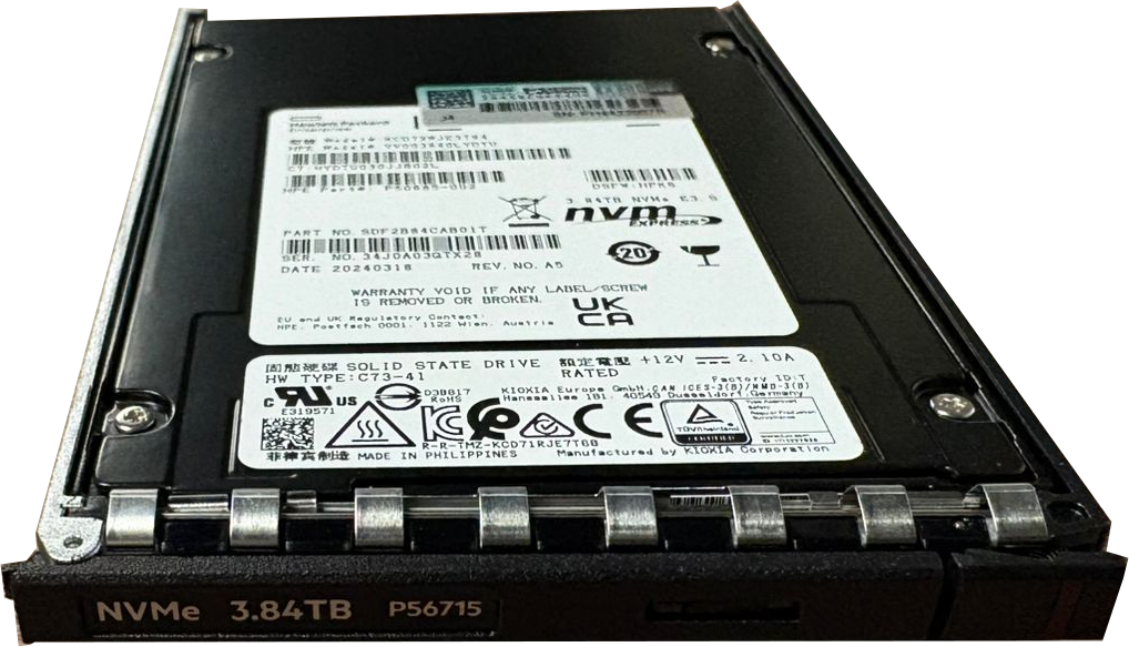 SSD накопитель HPE 3.84TB NVMe Gen5 Mainstream Performance Read Intensive E3S EC1 EDSFF CD7 SSD P56586-B21