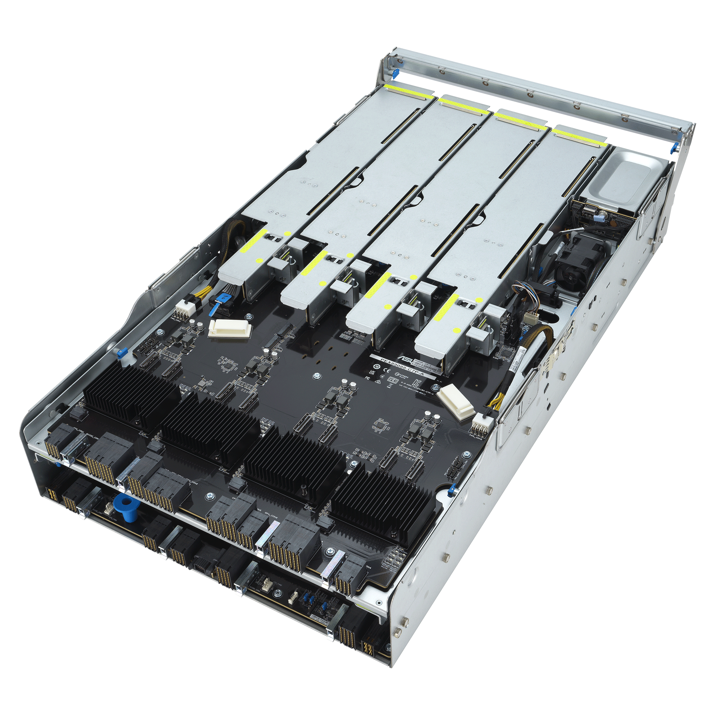 Сервер ASUS ESC N8-E11V / 7U / 2x Xeon Platinum 8462Y+ / 3TB DDR5 / 10x NVMe / 8x NVIDIA H200 141GB / 8x Mellanox 400G / BlueField-3 / 6x3000W Titanium