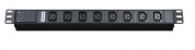 Hyperline SHT19-8IEC-2.5IEC Блок розеток для 19 шкафов, горизонтальный, 8 розеток IEC320 C13, кабель питания 2.5м (3х1.0мм2) с вилкой IEC320 C14 10A, 250В, 482.6x44.4x44.4мм (ШхГхВ), корпус алюминий