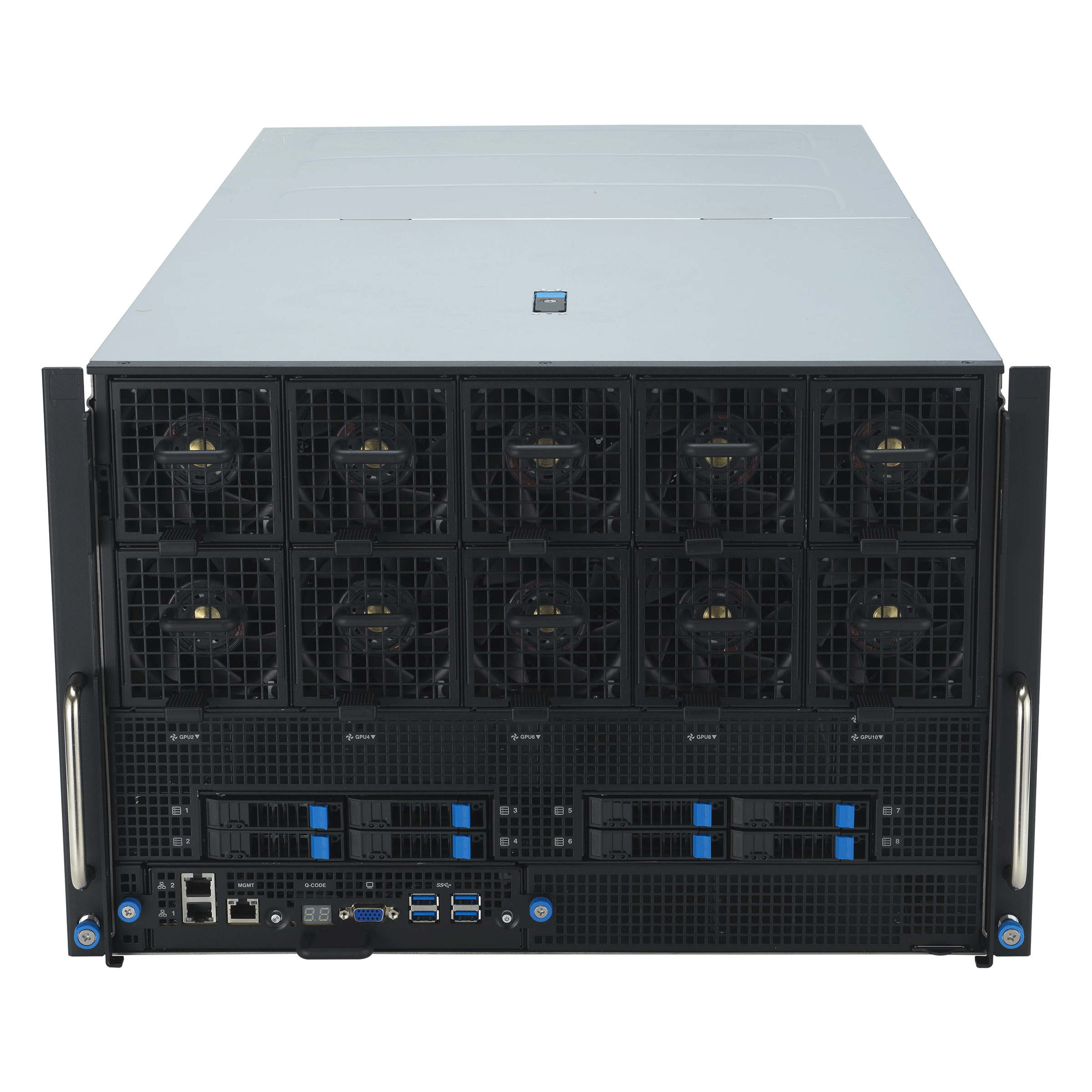 Сервер ASUS ESC N8-E11V / 7U / 2x Xeon Platinum 8558 / 2TB DDR5 / 10x NVMe / 8x NVIDIA H200 141GB / 8x Mellanox 400G / BlueField-3 / 6x3000W Titanium