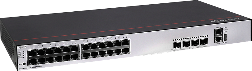 Коммутатор Huawei S5735-L24T4X-A1 (24*10/100/1000BASE-T ports, 4*10GE SFP+ ports, AC power ) / FiberTrade DAC SFP+