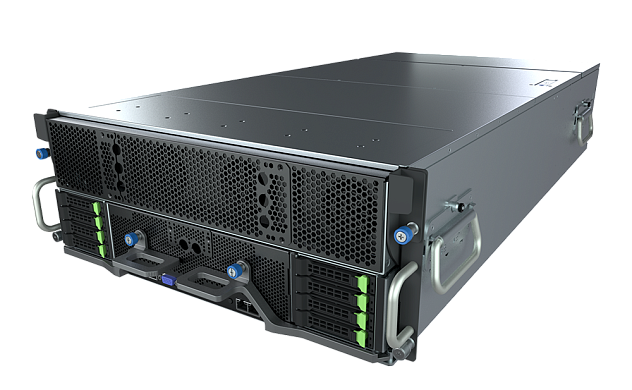 Сервер Gigabyte G4L3-ZX1-LAX2, 2× AMD EPYC 9534, 24× 128GB DDR5 RDIMM 4800MHz, 2× 7.68TB SSD NVMe RI 2.5", Broadcom 57508 100GbE QSFP56 2-Port, 8× AMD Instinct MI325X GPUs