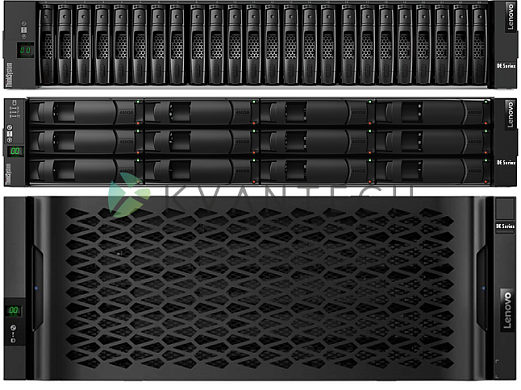 СХД Lenovo ThinkSystem DE4000H / 4U60 Chassis / 2x DE4000 Controller 32GB Gen2 / 8x 32Gb FC SFP+ Transceiver / 3x 360TB HDD Pack (20x 18TB HDDs) / 2x 3m Green Cat6 Cable / 8x 3m LC-LC OM4 MMF Cable / 2x 32Gb FC,4-ports / Rack Mount Kit