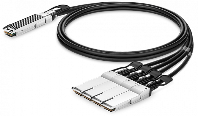 Кабель FS OSFP-800G-4QPC005, 800G OSFP до 4 x 200G QSFP112, пассивный медный разводной кабель, 0,5 м