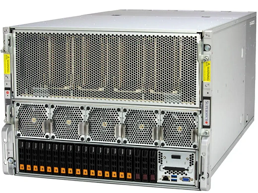 Серверная платформа Supermicro SYS-821GE-TNHR / 8U / 20x2.5" / 2x Xeon Platinum 8468 / 32x 64Gb DDR5 4800MHz / 2x 960Gb SSD NVMe 1DWPD 2.5" / 2x 7.6TB SSD NVMe 1DWPD 2.5" / 8x mcx75310aas-neat 400Gb NDR mellanox / MCX623106AC-CDAT 100GbE Ethernet / TPM 2.