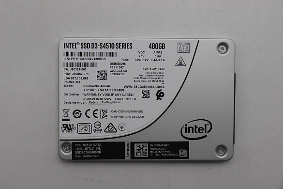 SSD-накопитель Lenovo Int S4510 2.5 480G SATA 3D TLC SSD /o Tray for IPDC (02JG333)