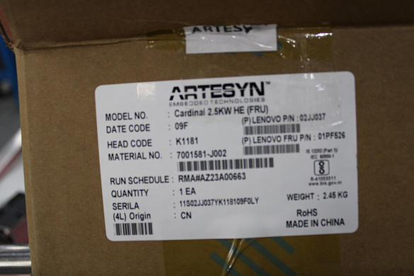 Блок питания Lenovo Power Supply Artesyn 2500W 230V AC HS (01PF526)