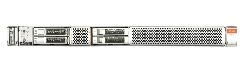 Сервер Oracle Server X9-2: 1 RU base chassis with motherboard, four 2.5-inch drive slots disk cage, 2 PSUs, slide rail kit, and cable management arm 1x /1 Intel Xeon Platinum 8358 32-core 2.6 GHz processor (for factory installation) 2x /One 64 GB DDR4-320