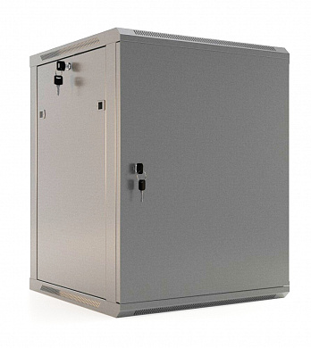 Hyperline TWB-0966-SR-RAL7035 Шкаф настенный 19-дюймовый (19), 9U, 500x600х600мм, металлическая передняя дверь с замком, две боковые панели, цвет серый (RAL 7035) (разобранный)