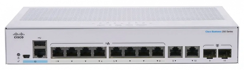 Коммутатор Cisco Business 250 Series CBS250-8T-E-2G