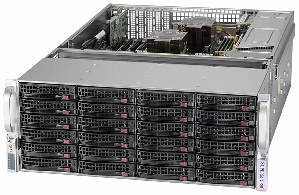 Сервер Supermicro SuperStorage 640P-E1CR36H / 4U / 36x3.5" + 2x 2.5" / 2x Xeon Silver 4310T / 4x 16Gb RDIMM 3200MHz / 36x 16TB SATA 7.2K 3.5" / 2x PM1653 1.92TB SAS 1DWPD 2.5" / X710 10Gb Dual Port SFP+ / 2 port 10Gb RJ45 LOM / AOC-S3908L-H8IR-O RAID Cont