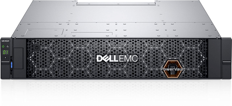 СХД Dell PowerVault ME4024 24SFF(2,5") 2U/8xSFP+ Converged FC16 or 10GbE iSCSI/Dual Controller/4xSFP+ FC16/9x3.84TB SSD SAS/Bezel/2x580W