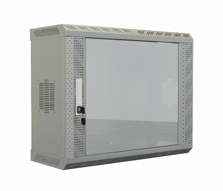 Hyperline TWS-1225-GP-RAL7035 Шкаф настенный 19-дюймовый (19), 12U, 650х600х250, со стеклянной дверью, несъемные боковые панели, цвет серый (RAL 7035) (собранный)