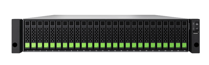 Система хранения QSAN XCubeSAN XS5326D SFF, Intel 4-Core, 26x2.5 Bays SAS 12G, Dual Controller (16GB Cache per Controller, max.512GB), 8х10G iSCSI 10GbE SFP+ with optical transceivers x4, redundant power supply, redundant fan module, 4 slots for optional 