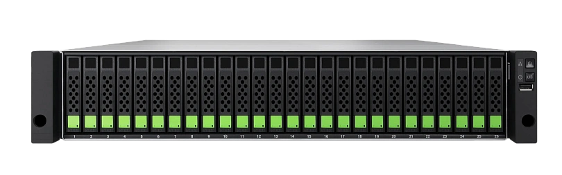 Система хранения QSAN XCubeSAN XS5326D SFF, Intel 4-Core, 26x2.5 Bays SAS 12G, Dual Controller (16GB Cache per Controller, max.512GB), 8х10G iSCSI 10GbE SFP+ with optical transceivers x4, redundant power supply, redundant fan module, 4 slots for optional 
