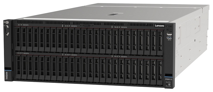 Сервер Lenovo ThinkSystem SR860 V3 (up to 48x2.5″ Drives) rack 4U / XCC Enterprise / Rail / 3Y Warranty / 4 x Intel Xeon Gold 6418H 24C 185W 2.1GHz Processor / 24 x 64GB TruDDR5 4800MHz (2Rx4) RDIMM-A / 2 x 5400 MAX 480GB Mixed Use SATA 6Gb HS SSD 2.5" / 