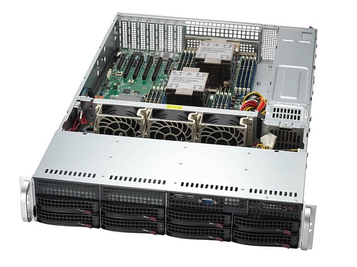 Сервер Supermicro SuperServer 2U 621P-TRT / 2x Gold 6526Y / 4x Samsung DDR5 64GB RDIMM 4800 Mbps / 2x PM9A3, 3.84TB, M.2 22110, PCIe 4.0 x4, NVMe / 6x HDD Seagate SAS 10Tb Exos 7E10 12Gb/s 7200 rpm / Broadcom 9560-8I SGL PCIe 4.0 x8 LP + CacheVault Power 