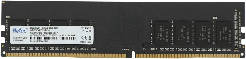 Оперативная память Netac NTBSD4P32SP-08 8 GB, DDR4, 3200 MHz