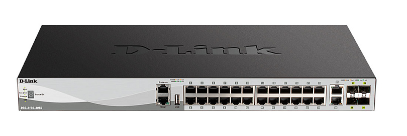 Коммутатор управляемый DELL DGS-3130-30TS/B L3 24x1GbE, 2x10GbE, 4x10GbE SFP+