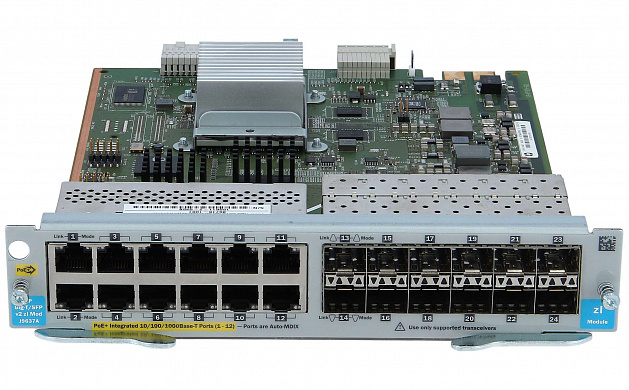 Модуль HPE 12‑port Gig‑T PoE+/12‑port SFP v2 zl Module (J9637A)