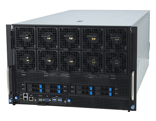 Сервер ASUS ESC N8-E11V / 7U / 2x Xeon Platinum 8558 / 2TB DDR5 / 10x NVMe / 8x NVIDIA H200 141GB / 8x Mellanox 400G / BlueField-3 / 6x3000W Titanium