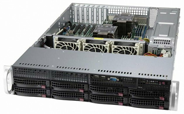 Сервер Supermicro SuperServer SYS-620P-TRT без процессора/без ОЗУ/без накопителей/количество отсеков 3.5" hot swap: 8/2 x 1200 Вт/LAN 10 Гбит/c